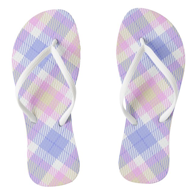 Tongs Plaid bleu rose jaune (Semelle)