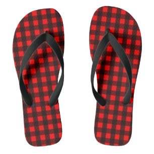 Tongs Plaid de buffle rouge et noir
