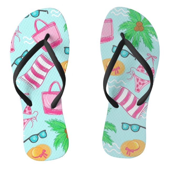 Tongs Plan de la plage de Preppy Bikini Palm Tree (Semelle)