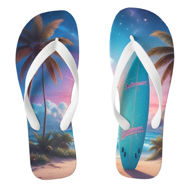 Tongs planche à voile sur une plage tropicale au coucher (Semelle)