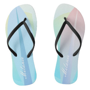 Tongs Planche de surf pastel rose bleu motif de nom