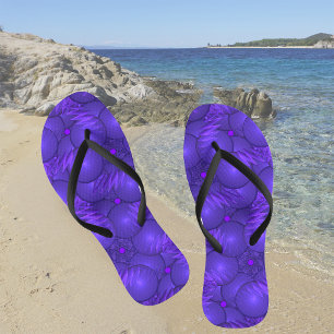 Tongs Planètes violettes, motif fractal moderne