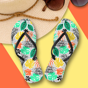 Tongs Plantes et points colorés Flip Flops