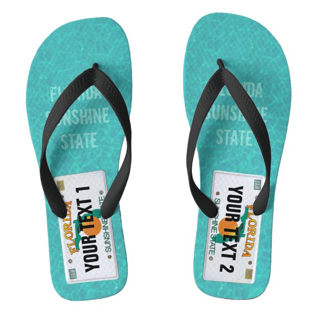 Tongs Plaque de licence Floride avec votre texte (Semelle)