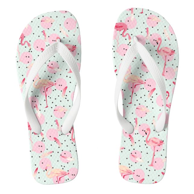 Tongs Plumes de Flamant rose sur le pois (Semelle)