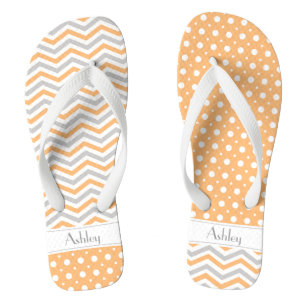 Tongs Poche moderne, gris, chevron blanc & poka point