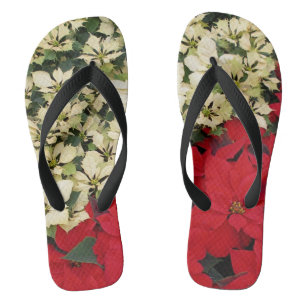 Tongs Poinsettias blanches et rouges I Holiday Floral