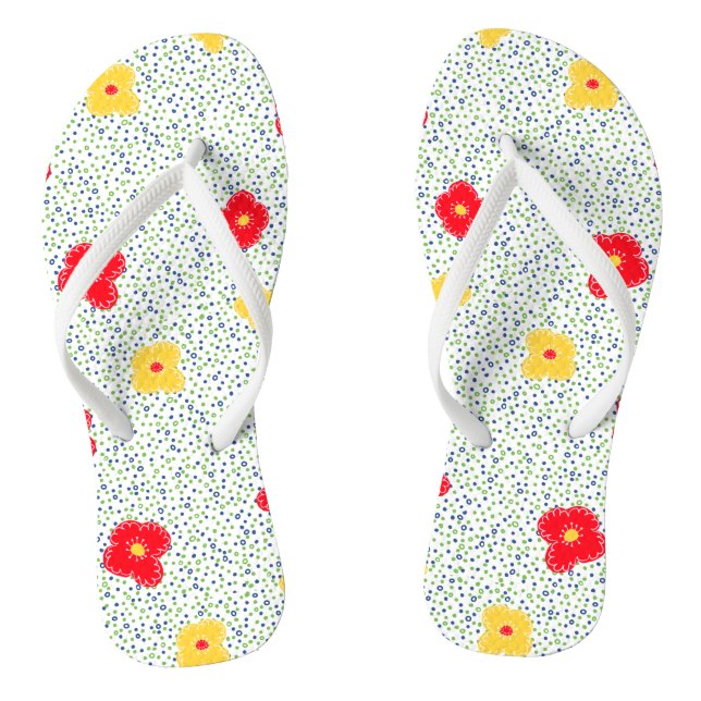 Tongs Pointe de polka rouge jaune vert (Semelle)