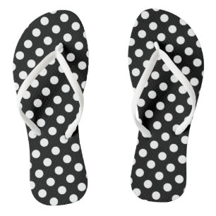 Tongs Points blancs sur fond noir