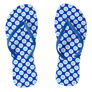 Tongs Points cerclés rétro, bleu cobalt et blanc