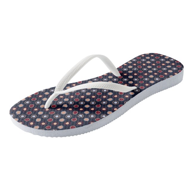 Tongs Points rouges, bleus et beige (Incliné)