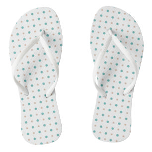 Tongs Points turquoise, beige et blanc