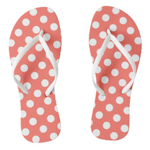 Tongs Pois blancs sur corail vivant