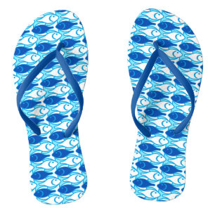 Tongs Poisson moderne du milieu du siècle, bleu cobalt