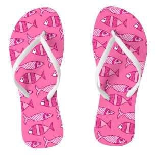 Tongs Poisson Moderne Rétro, Fuchsia, Rose Clair, Rose F