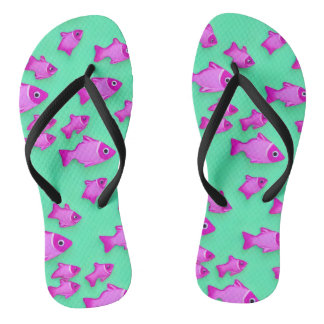 Tongs Poisson rose vert mer