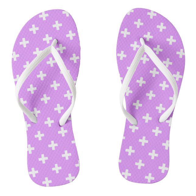 Tongs Polka blanche croise sur lilas (Semelle)