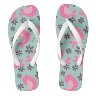 Tongs Polka Dot Birds and Flowers