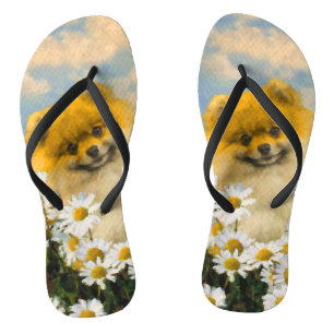 Tongs Poméranie dans la peinture de Chiens - Art origina