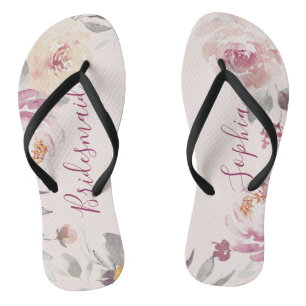 Tongs Porte-mère fleurie romantique personnalisée