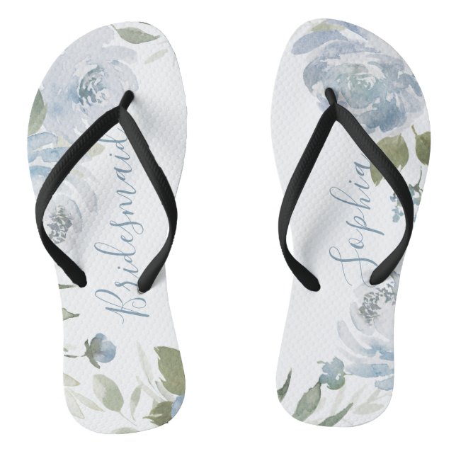 Tongs Porte-mère florale bleu poussiéreuse personnalisée (Semelle)