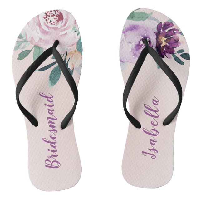 Tongs Porte-mère pourpre fleurie personnalisée (Semelle)