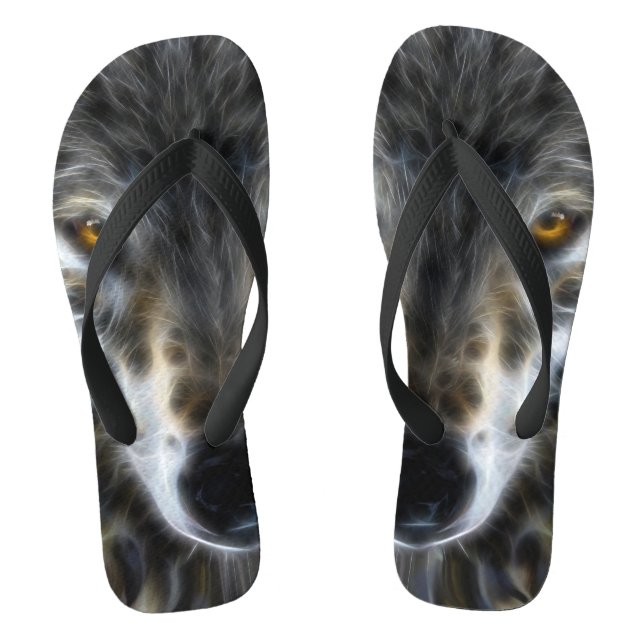 Tongs Portrait inspirant du loup sauvage (Semelle)
