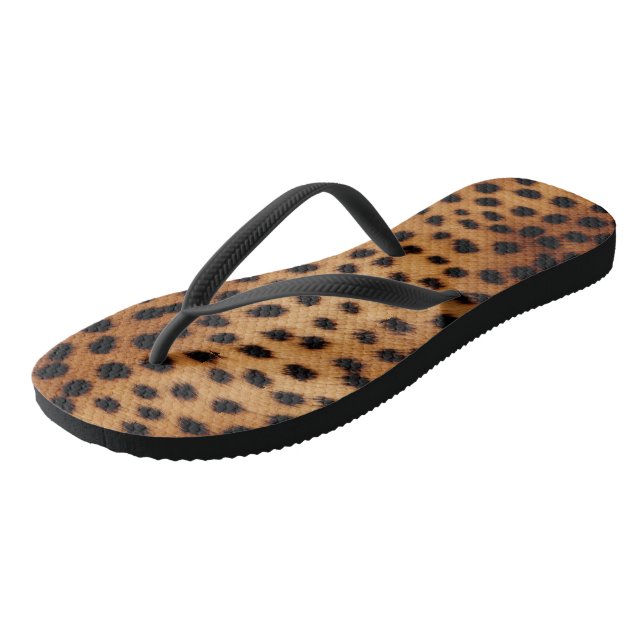 Tongs Poster de animal Cheetah Brown et noir (Incliné)