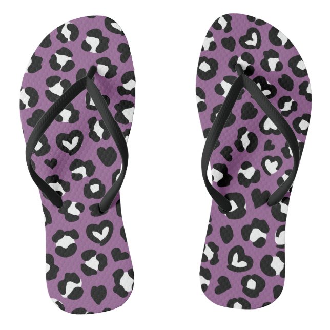 Tongs Poster de animal, Léopard Violet, Spots De Cheetah (Semelle)