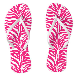 Tongs Poster de animal sauvage, Zèbre à Fuchsia rose et