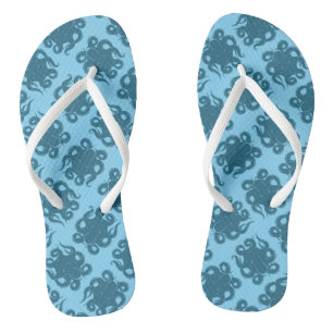 Tongs Poulpe sur le motif bleu