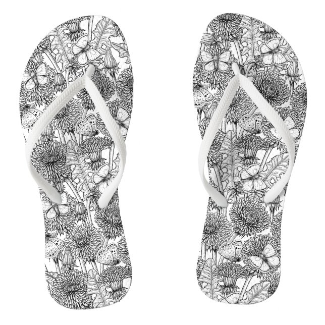 Tongs Pré Dandelion en noir et blanc (Semelle)