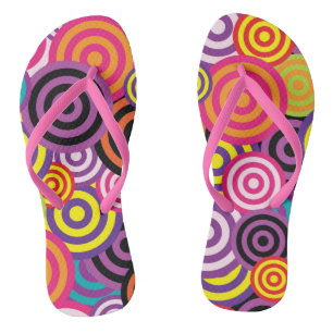 Tongs Psychédélique Rétro 60s Spirales Cercles Design