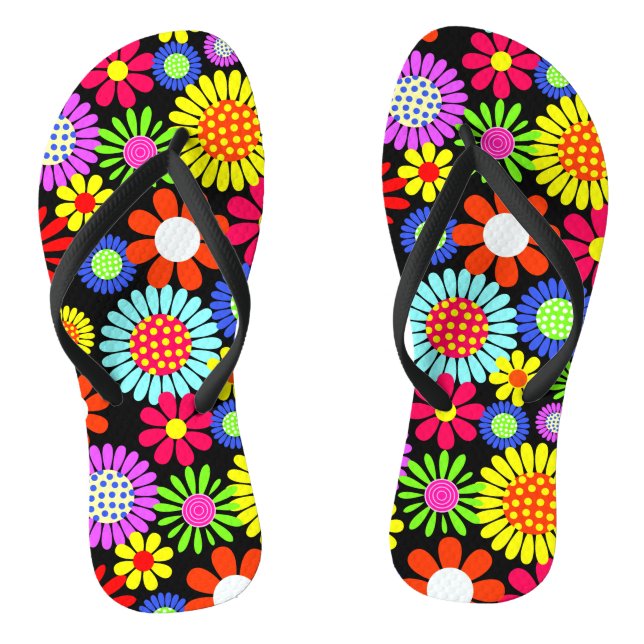 Tongs Puissance de fleur hippie de printemps rétro (Semelle)