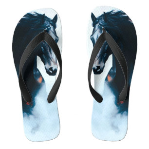 Tongs Racing Black Horse Portrait Minimaliste