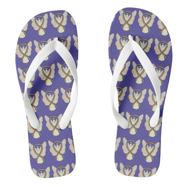 Tongs Rainbow Awareness Ribbon Angel Custom Flip Flops (Semelle)