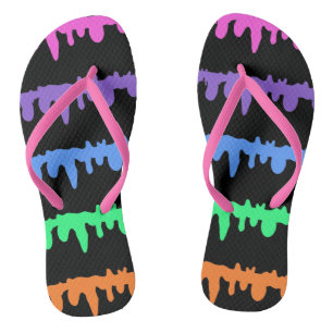 Tongs Rainbow Stripe Drippy Pastel Goth Girl Flip Flop