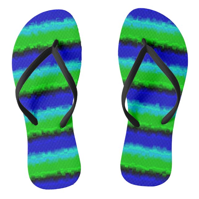 Tongs Rayures de verre brisé bleu vert (Semelle)