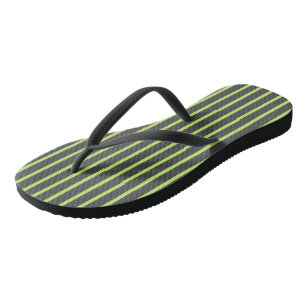 Tongs Rayures grises et vertes