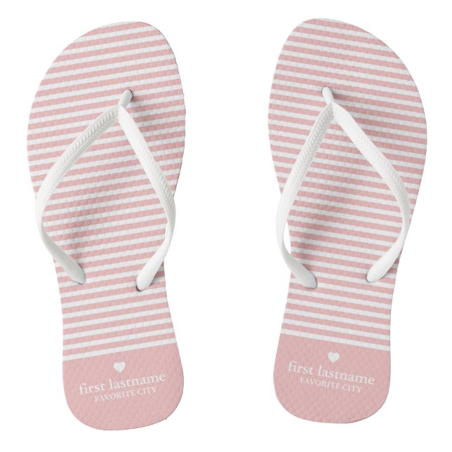 Tongs Rayures modernes avec Monogramme cardiaque haut de (Semelle)
