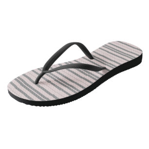 Tongs rayures rose et gris