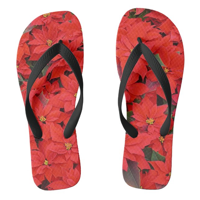 Tongs Red Poinsettias I Christmas Holiday Floral Photo (Semelle)