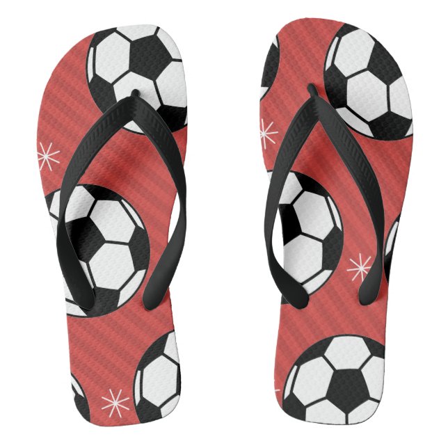 Tongs Red Soccer Noël Festive Stried Ball & Snow (Semelle)