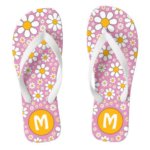 Tongs Rétro floral personnalisé Groovy 70s 