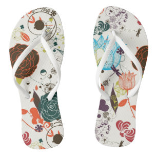 Tongs Rétro motif floral 2 2
