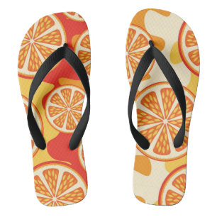 Tongs Rétro motif orange d'agrume