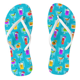 Tongs Rétros boissons tropicales hawaïennes d'heure