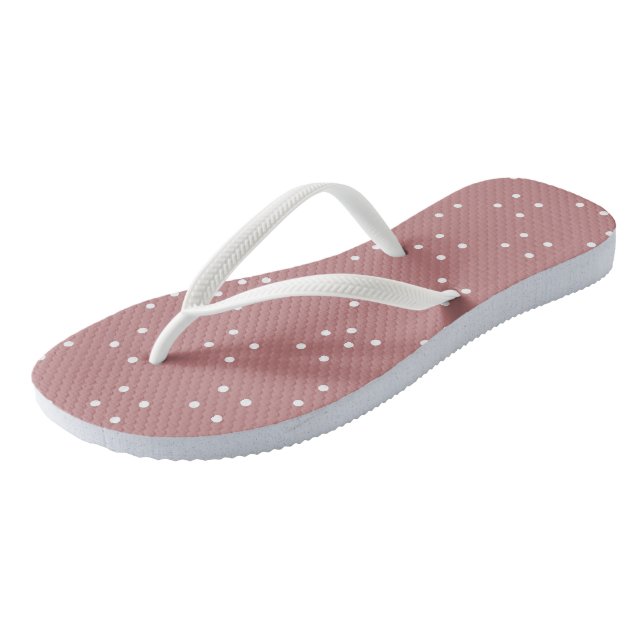 Tongs Rose antique et blanc Dots 3 serviettes (Incliné)