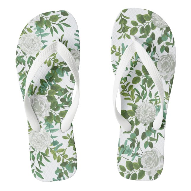 Tongs Rose blanche Mariage Floral Classic (Semelle)