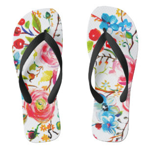 Tongs Rose et cerise blanche